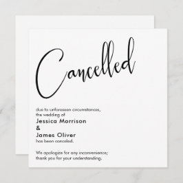 Anuncio de cancelación de boda elegante y simple