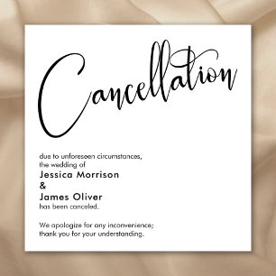 Anuncio de cancelación de boda elegante y simple