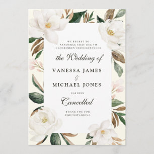 anuncio de cancelación de boda floral de magnolia