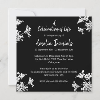 Anuncio de Celebración de Vida en Blanco y Negro