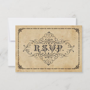 Anuncio de ceremonia de boda vintage rústico RSVP