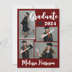 Anuncio de Colaje de Fotos de Graduación Vino Tint