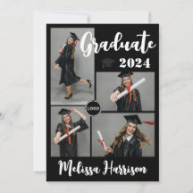 Anuncio de collage de fotos de graduado con logoti