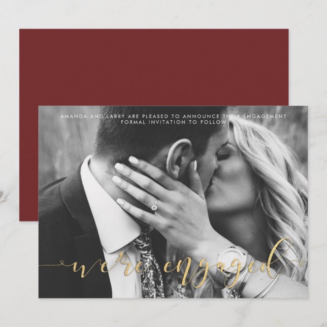 Anuncio de compromiso con foto de boda elegante (Anverso / Reverso)
