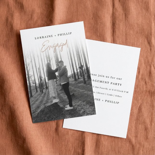 Anuncio de compromiso con foto de gradiente modern (Modern Gradient Photo Engagement Announcement.)