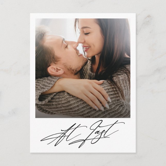 Anuncio de compromiso con foto moderno al fin  (Anverso)