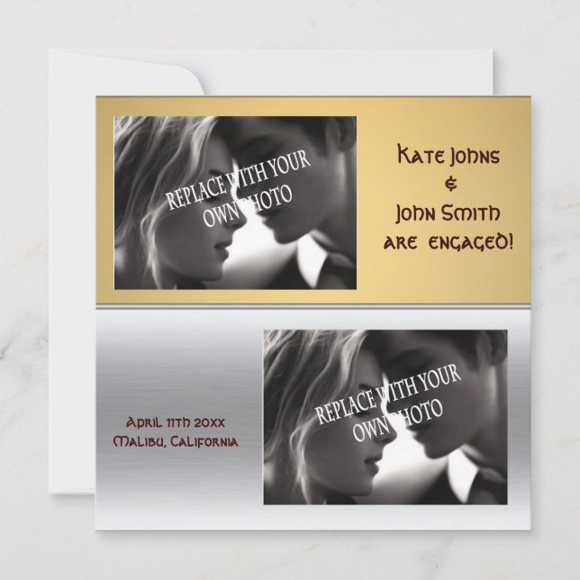 Anuncio de Compromiso Cuadrado moderno y metálico (Anverso)