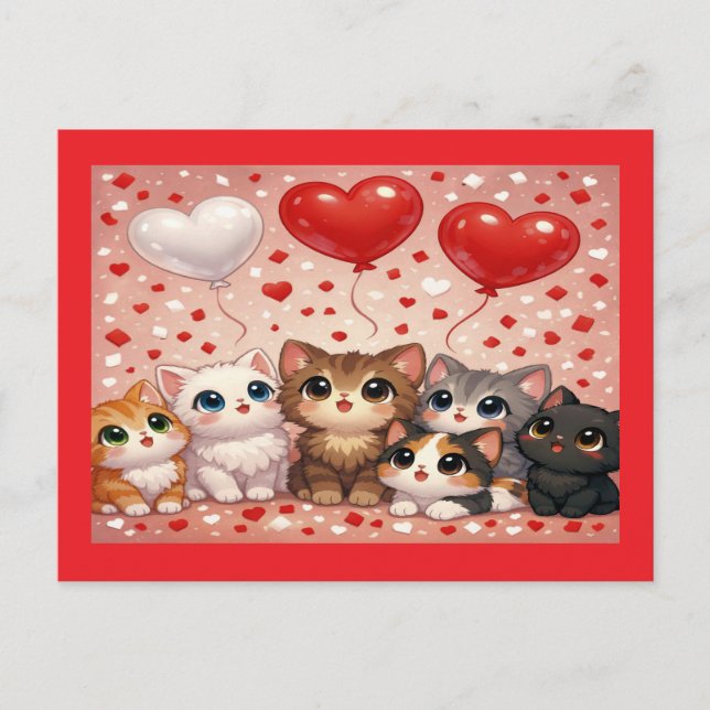 Anuncio de Compromiso de Boda de Gatos y Globos (Anverso)