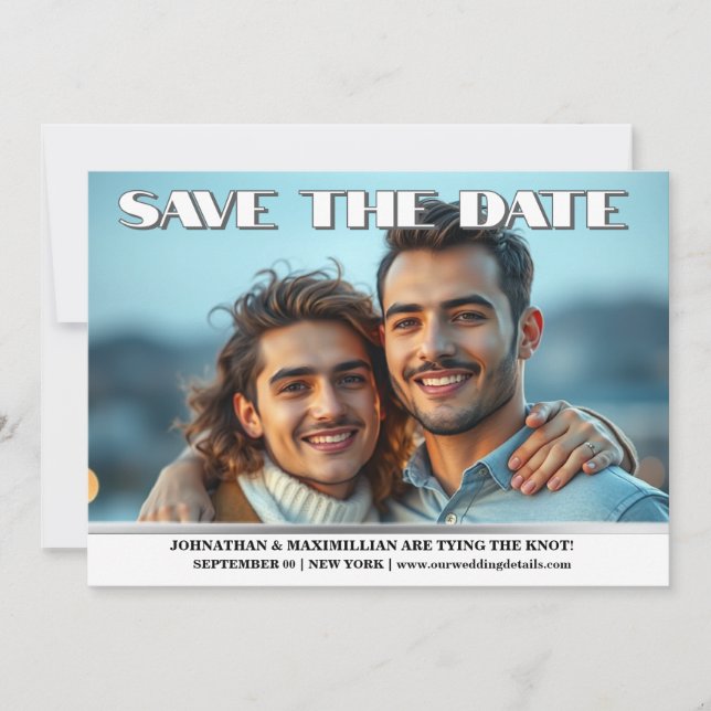 Anuncio de compromiso de boda de pareja gay (Anverso)