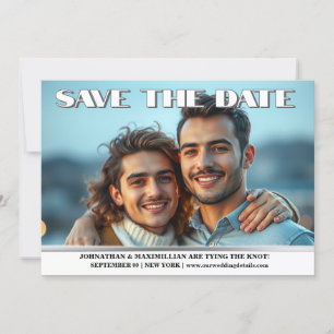 Anuncio de compromiso de boda de pareja gay