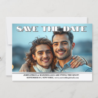 Anuncio de compromiso de boda de pareja gay