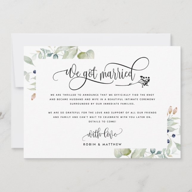 Anuncio de Compromiso de Boda Nos Casamos con Vege (Anverso)