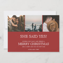 Anuncio de compromiso de Navidad con tres fotos