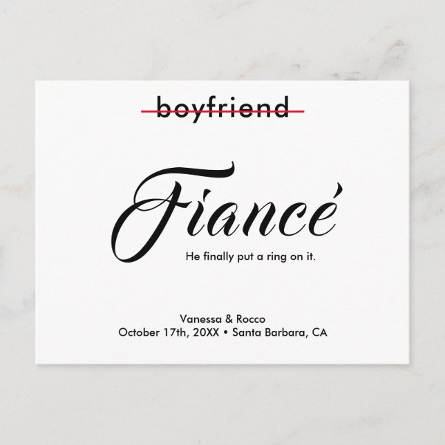 Anuncio de compromiso moderno Ponerle un anillo (Anverso)