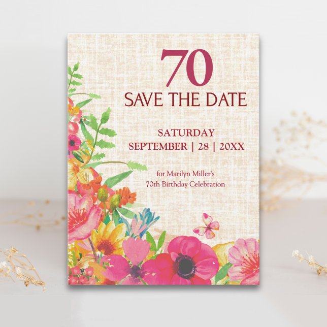 Anuncio de Cumpleaños 70 Años con Flores en Papel  (Subido por el creador)