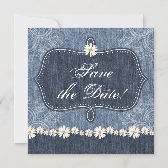 Anuncio de Denim n Daisies Save the Date Western (Anverso)
