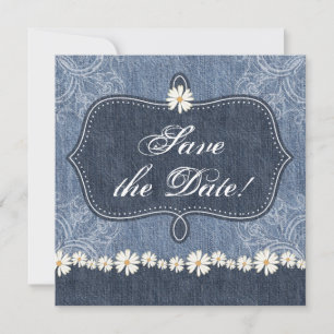 Anuncio de Denim n Daisies Save the Date Western