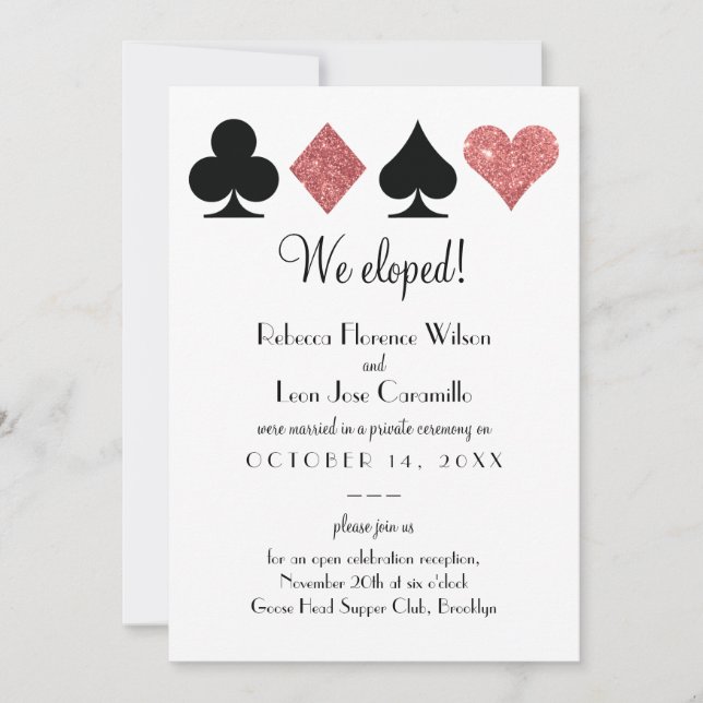 Anuncio de Elopement de Purpurina Rosa Las Vegas (Anverso)