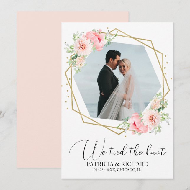 Anuncio de Elopement Floral Rosado Nos Atamos (Anverso / Reverso)