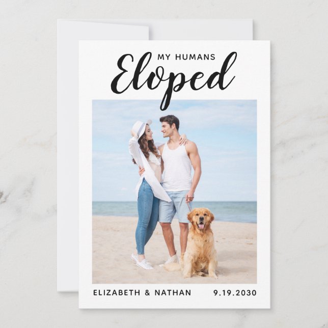 Anuncio de Elopement, Mascota de fotografía person (Anverso)