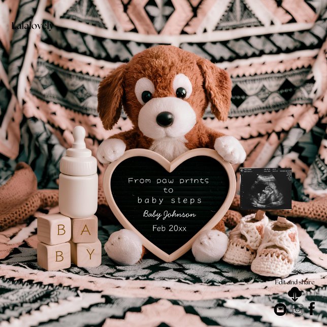 Anuncio de embarazo adorable con peluche de cachor (Subido por el creador)