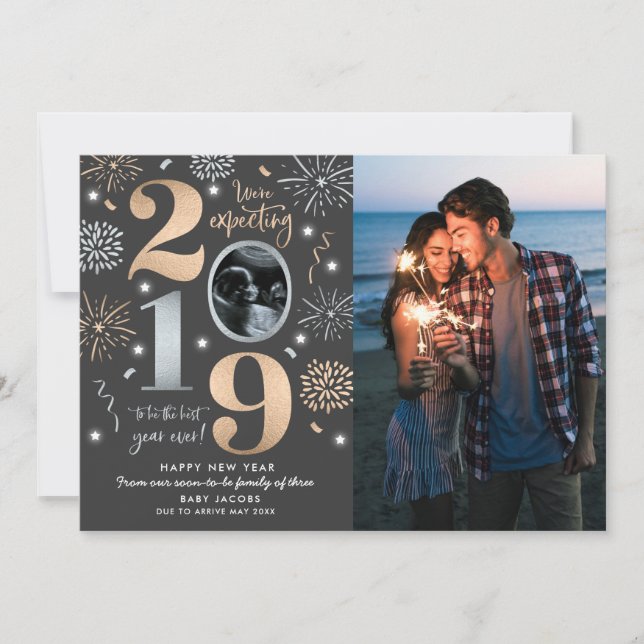 Anuncio de Embarazo Año Nuevo Año Nuevo 2019 (Anverso)