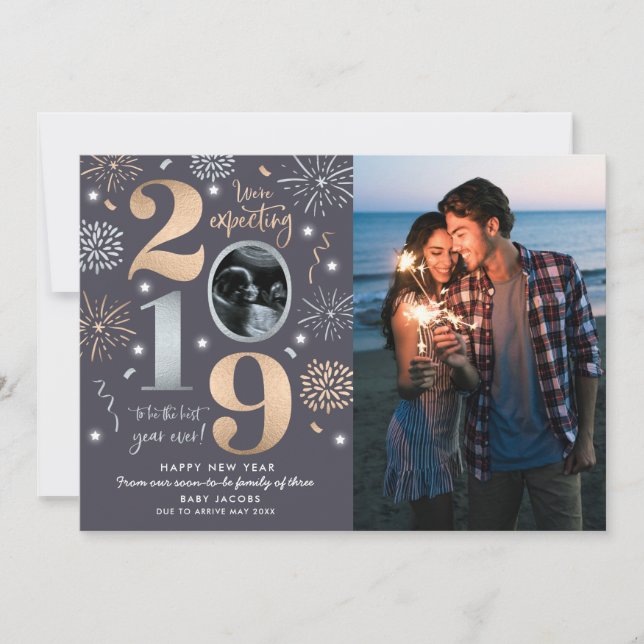 Anuncio de Embarazo Año Nuevo Año Nuevo 2019 (Anverso)