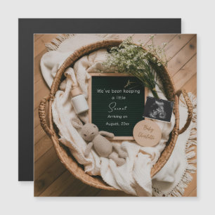 Anuncio de embarazo Boho Neutral con ultrasonido