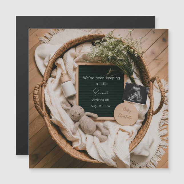 Anuncio de embarazo Boho Neutral con ultrasonido  (Anverso/Reverso)