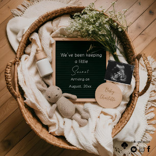 Anuncio de embarazo boho neutral editable