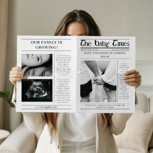 Anuncio de embarazo con foto de periódico retro