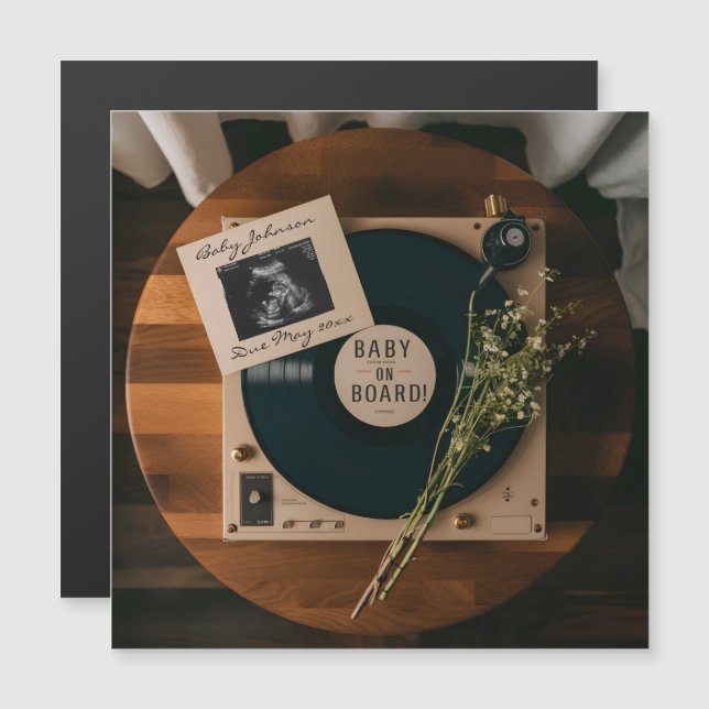Anuncio de Embarazo con Tocadiscos de Vinilo Antig (Anverso/Reverso)