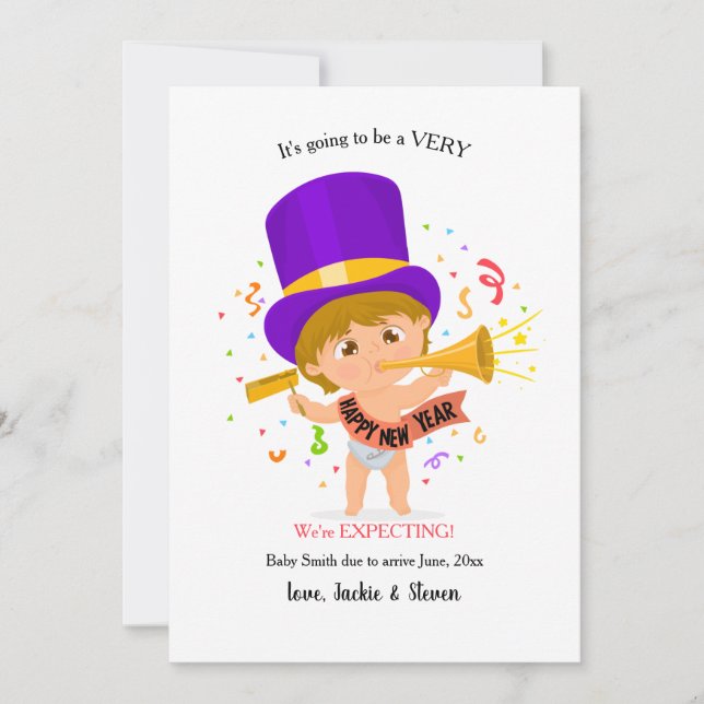 Anuncio de Embarazo de Año Nuevo Feliz (Anverso)