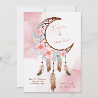 Anuncio de embarazo de color rosa de Dreamcatcher