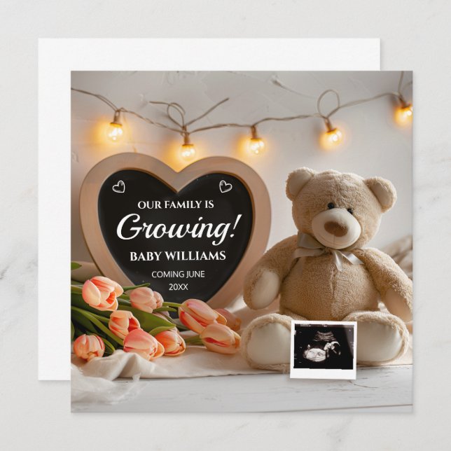 Anuncio de embarazo de flor de parto en julio (Anverso / Reverso)