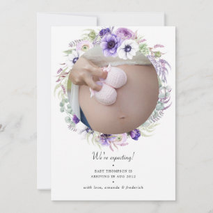 Anuncio de Embarazo de Foto Floral Violeta Polvori