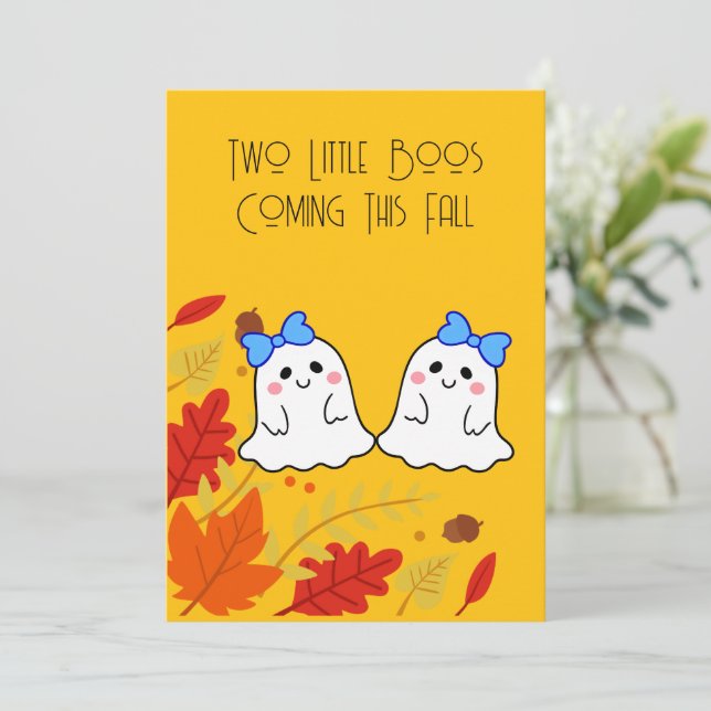 Anuncio de embarazo de gemelos Two Little Boos (Anverso de pie)