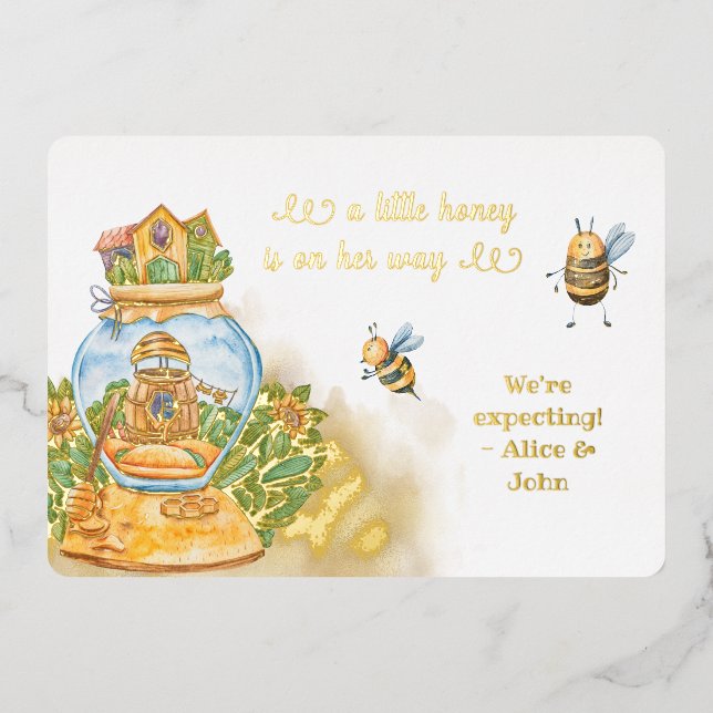 Anuncio de embarazo de madre a abeja con papel de  (Anverso)