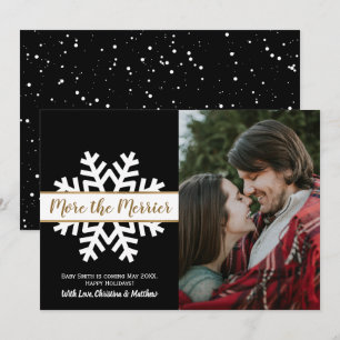 Anuncio de Embarazo de Navidad en Foto en Blanco y