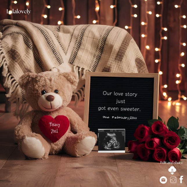 Anuncio de embarazo de osito de peluche romántico (Subido por el creador)