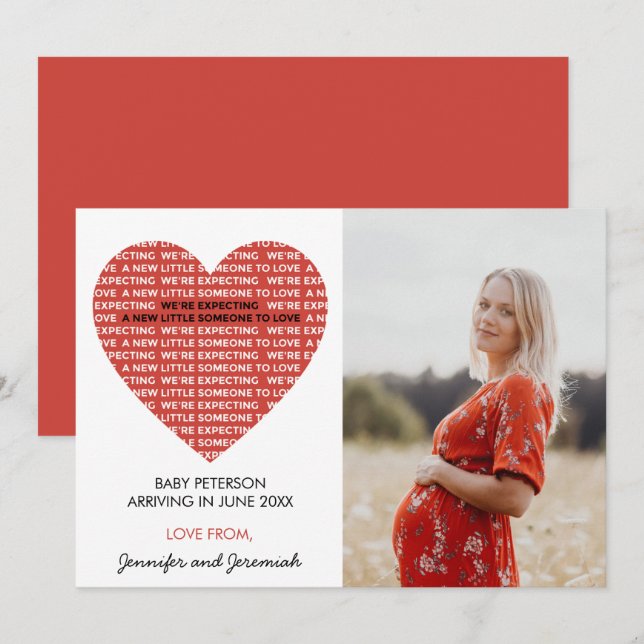 Anuncio de embarazo del día de San Valentín corazó (Anverso / Reverso)
