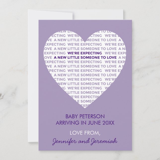 Anuncio de embarazo del día de San Valentín corazó (Anverso)