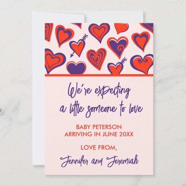Anuncio de embarazo del día de San Valentín lindo  (Anverso)