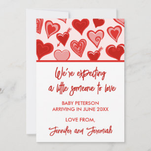 Anuncio de embarazo del día de San Valentín rojo d