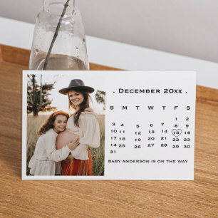 Anuncio de embarazo en el calendario de guiones mo