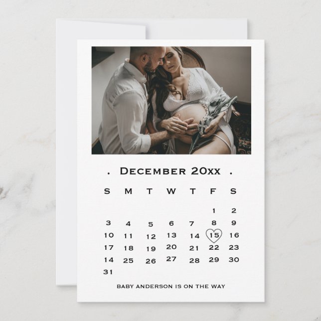 Anuncio de embarazo en el calendario de guiones mo (Anverso)