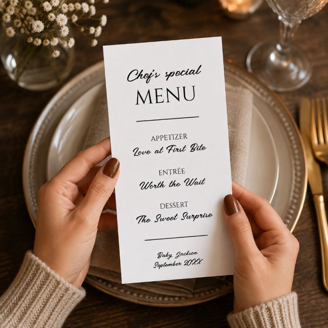 Anuncio de Embarazo en Menú de Restaurante (Expecting Restaurant Menu Pregnancy Announcement)
