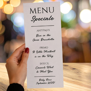 Anuncio de Embarazo en Menú de Restaurante Italian