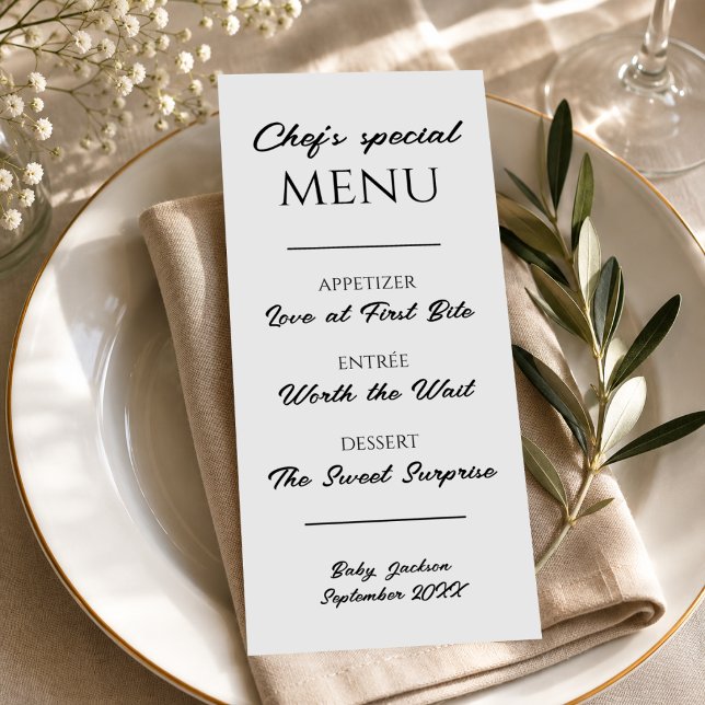 Anuncio de Embarazo en Menú de Restaurante Revelac (Restaurant Menu Pregnancy Announcement Baby Reveal)
