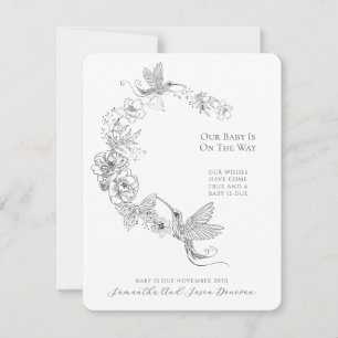 Anuncio de Embarazo Floral de Colibrí Elegante